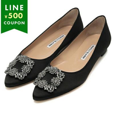 極美品　MANOLO BLAHNIKマノロブラニク　ハンギシフラットパンプス MANOLO BLAHNIK マノロブラニク パンプス HANGISI FMC SATIN 070