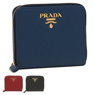 あお　プラダ　財布 プラダ PRADA 二つ折り財布 水色 小物 サフィアーノレザー