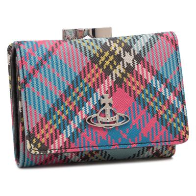 新品Vivienne Westwood 913VW114 三つ折り財布 チェック SAFFIANO PRINTED 三つ折りミニ財布(CHELSEA TARTAN)（メンズ
