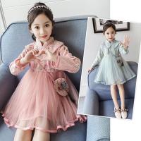 韓国子供服 ワンピース 長袖 女の子 フレアスカート チュールスカート 