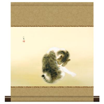班猫　竹内栖鳳　額入り 楽天市場】竹内栖鳳「班猫」 複製画 額入り 色紙額 特殊工芸画