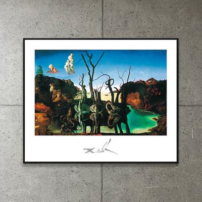 額装済/水面に象を映す白鳥/サルバドール ダリ/アート/ポスター