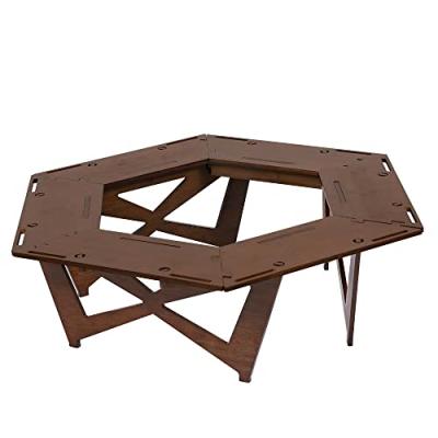 ヘキサテーブル65センターテーブル付き チークニス仕上げ NHC65t