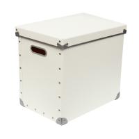 安達紙器 収納ケース 硬質パルプ ボックス フタ式 大 (幅25.5×奥行36×高さ32cm) PBF-823 ホワイト | バヤシンストア