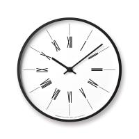レムノス 掛け時計 電波 アナログ 木枠 時計台の時計 ローマン φ300 KK17-13B Lemnos | バヤシンストア