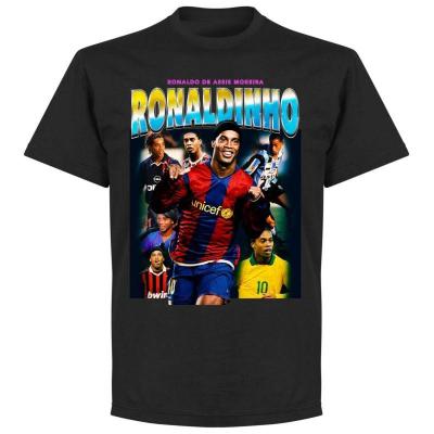 ロナウジーニョプリントTシャツ黒サッカー 