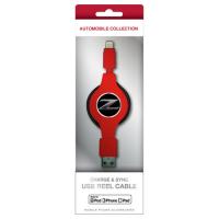 NISSAN 公式ライセンス品 FAIRLADY Z CHARGE &amp; SYNC USB REEL CABLE FOR IPHONE RED NZMUJ-R1RD | Bサプライズ