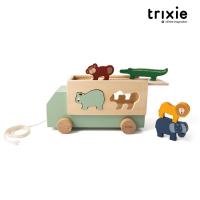 おもちゃ 知育玩具 木のおもちゃ パズル木製 トラック プルトイ 車 押し車 アニマルトラック 型はめ 幼児 1歳 trixie トリクシー | Bell Momento