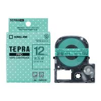 キングジム「テプラ」PRO用 テプラテープ　SWM12GH　模様 水玉緑ラベル グレー文字 幅12mm 長さ8m　「テプラ」PROテープカートリッジ | べるえぽ