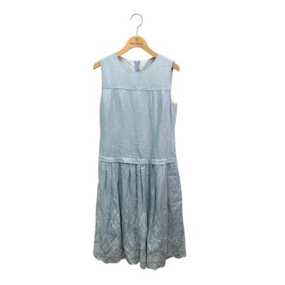 【美品】フォクシー ローウエストフレア ワンピースドレス 半袖 膝丈 水色 シンシアローリー CYNTHIA ROWLEY フレア ワンピース ドレス