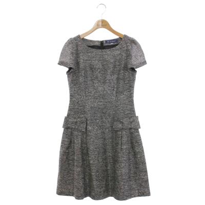 美品✨M’S GRACY フレアワンピース 38 黒×白 ハート柄 リボン付き フラワーxリボン入りボーダージャガードワンピース | msgracy