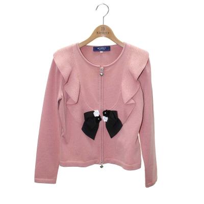 エムズグレイシー.ジャガード織り　ボリュームブラウス　ピンク　リボン　日本製　M エムズグレイシー.ジャガード織り ボリュームブラウス ピンク