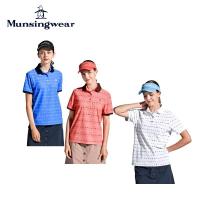 Munsingwear マンシングウェア レディース ゴルフウェア シャツ SUNSCREENストレッチロゴプリント半袖台衿シャツ MGWXJA09 24SS 春夏 吸汗速乾 | ベスポ