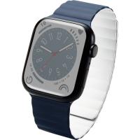 エレコム AW-45BDMAGNV Apple Watch 49／45／44／42mm／バンド／マグネット／シリコン／ネイビー×ホワイト AW45BDMAGNV | ベストテック ヤフー店