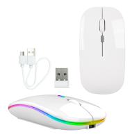 ワイヤレスマウス 極薄型 パールホワイト Bluetooth5.2 無線 2.4GHz Type-C充電式 静音 小型 高感度 3段階DPI切替 薄型マウス ((S