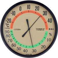 CITIZEN シチズン リズム時計 クロック 温湿度計 壁掛け 茶 ブラウン 9CZ013-006 | BIGBOYS