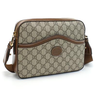 極美品　GUCCI メッセンジャーバッグ GG キャンバスA4可 ブラウン GGキャンバス スモール クロスボディバッグベージュ＆ブラウン