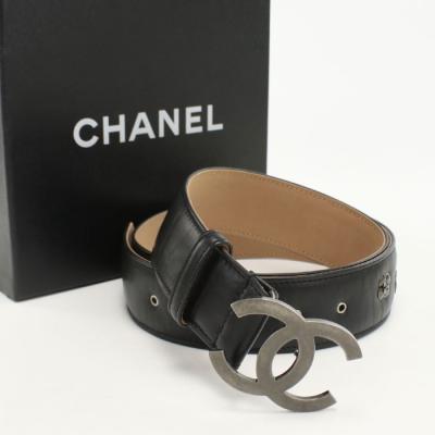 CHANEL レザーベルト チェーン ココマーク モチーフ ブラック 黒 CHANEL シャネル ベルト チェーンベルト ココマーク リボン