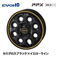 KYOHO PPX MIL:8 ピーピーエックス ミルエイト 軽自動車 4.5J-15 +45 4H100 セミグロスブラック×イエローライン お得な４本セット 送料無料 | ビッグラン市毛ヤフーショップ