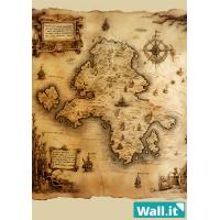 Wall.it A4 フィギュアディスプレイケース専用背面デザインシート 縦向 宝の地図 冒険 中世 海賊 パイレーツ オブ カリビアン エフェクト 風景 ワンピース | houseBOAT
