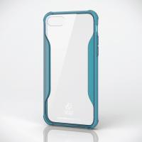 ELECOM iPhone7 iPhone8 ハイブリッドケース ガラス 耐衝撃設計 クリアブルー 背面に表面硬度9Hの日本メーカー製リアルガラス PM-A17MHVCG2BU | ブランクメディア