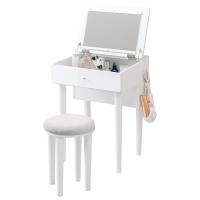 萩原(Hagihara) ドレッサー 化粧台 デスク コンセント付き スツール セット 天然木 フック付き モダン シンプル 幅50 奥行44.5 高 | BLSグループ