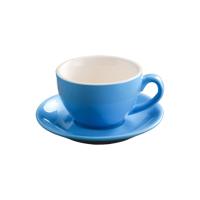ラテカップ おしゃれ ラテアート ラテ カプチーノ ソーサーセット  コーヒーカップ ラテボウル 業務用 家庭用 ブルー 200ml FUN COFFEE (co-0016-8) | Fun Coffee
