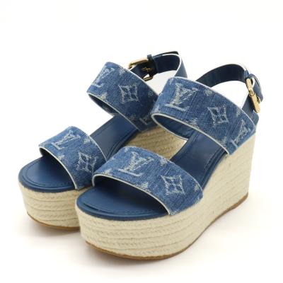 LOUIS VUITTON ルイ ヴィトン モノグラムデニム ウェッジソール  