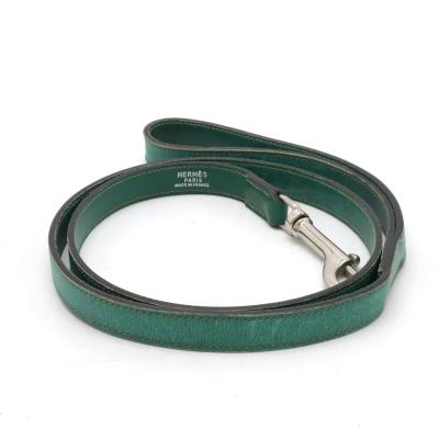 HERMES レザーリード グリーン HERMES（エルメス） ドッグリード ペット 散歩 レザー グリーン 緑