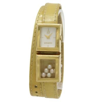 MIKIMOTO 赤いレザー アナログ腕時計 WAVE（CASIO） 腕時計 レディース 電波ソーラー 電池不要 革