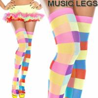 MusicLegs(ミュージックレッグ) マルチカラーカラフルチェックニーハイソックス ML4633 レインボー タイツ 派手 ダンス衣装 靴下 サイハイ オーバーニーソックス | BongSHOP