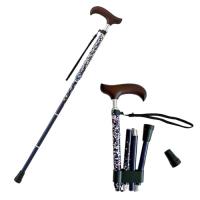 ウェルファン 夢ライフステッキ スリムネック リーフネイビー (折畳 握りやすい 替えゴム付) 杖 女性用 軽量 | ボンニュイ ヤフー店