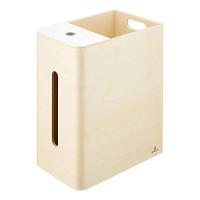 ヤマト工芸 ティッシュボックス ゴミ箱付き 木製 YK15-005 Double D(ホワイト) ナチュラル雑貨 北欧風 シンプル 日本製 おし | ボンニュイ ヤフー店
