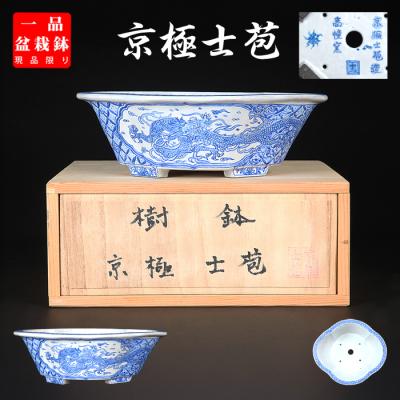 中野裕士　盆栽鉢　貴風盆栽　小品盆栽 石井盆栽】人気和鉢作家 中野裕士作「裕士紫泥外縁段足長方鉢