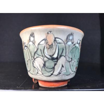 浅井茶山 品野茶山 龍翁庵 呉老賢人 肉筆画 真品 盆栽鉢 35*42cm 浅井茶山 品野茶山 龍翁庵 呉老賢人 肉筆画 真品 盆栽鉢 35