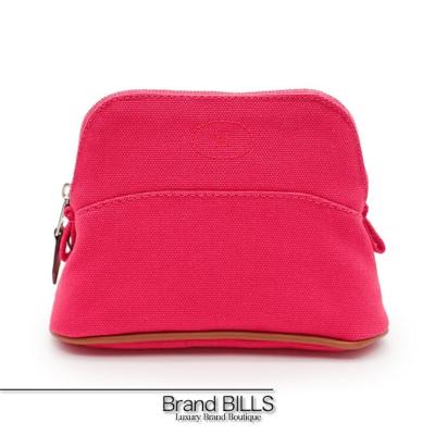 HERMES エルメス　ボリード　ポーチ　GM グレー エルメス ボリードポーチGM ポーチ グレー ブラウン コットン