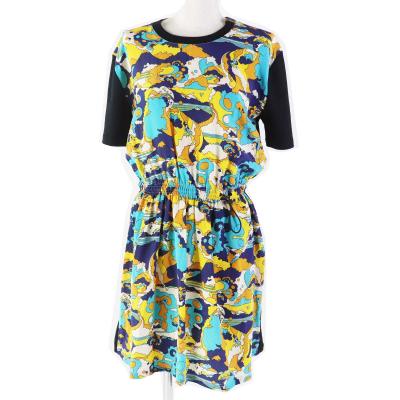 極美品■ルイヴィトン　LVロゴ　総柄　フリルチュニック　ミニワンピース　リゾート 極美品□ルイヴィトン LVロゴ 総柄 フリルチュニック ミニワンピース