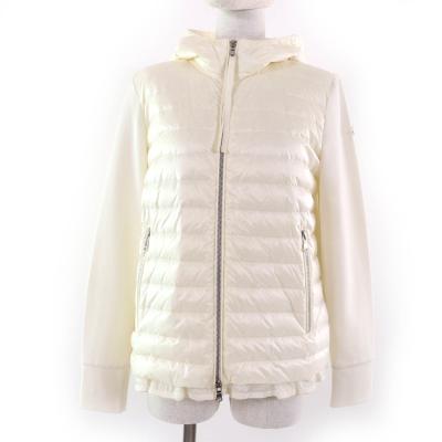美品☆MONCLER モンクレール MAGLIA ロゴワッペン・フード付 ZIP UP ダウンジャケット アイボリー L 正規品 レディース MONCLER（モンクレール） 美品☆MONCLER MAGLIA ロゴワッペン・フード