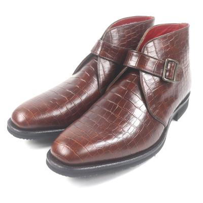 極美品□REGAL リーガル レザー クロコダイル型押し BUILT TO ORDER SYSTEM チャッカーブーツ アンクルブーツ ブラウン 26 箱付き 日本製 REGAL（リーガル） 極美品□REGAL レザー クロコダイル型押し BUILT TO
