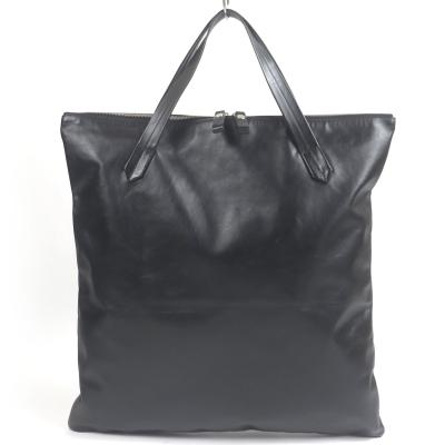美品□JIL SANDER ジルサンダー FLAT ZIP TOTE ロゴ刻印 オールレザー ハンドバッグ ジップトートバッグ ブラック イタリア製 メンズ JIL SANDER（ジルサンダー） 美品□JIL SANDER FLAT ZIP TOTE ロゴ刻印