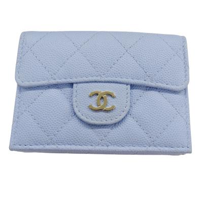 CHANEL 財布 三つ折り マトラッセキャビアスキン（色：ブルー系）の