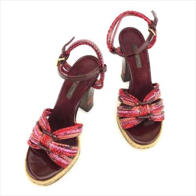 【X'masセール★30%OFF】ルイ・ヴィトン LOUIS VUITTON サンダルパイソン #34ハーフ レッド レディース 中古 LOUIS VUITTON サンダル、ミュール｜シューズ｜ファッション おすすめ