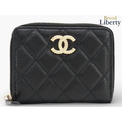 Chanell 財布【激レア 美品】シャネル CHANEL（シャネル） 並行輸入 3つ折り財布 ラムスキン CHANEL SMALL