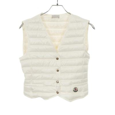 ✨未使用に近い✨モンクレール ダウンベスト アイボリー MONCLER (モンクレール) 切り替え ベルト付き ロング ダウンベスト