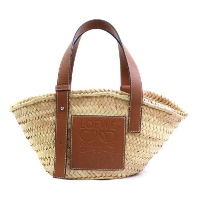 美品　ロエベかごバッグ　ネイビー 美品 ロエベ LOEWE エレファント バスケット バッグ ラフィア ブルー