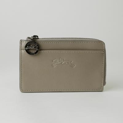 極美品 ロンシャン LONGCHAMP カード・キー・コインケース グレー 極美品✨ロンシャン 長財布 レザー 二つ折り ウォレット カード