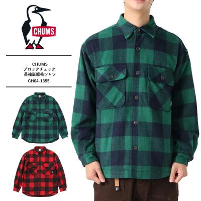 CHUMS　チャムス　チェック　ネル　シャツ　エルボー　パッチ　ガーメント CHUMS ☆ チャムス レッド ブルー チェック シャツ エルボー