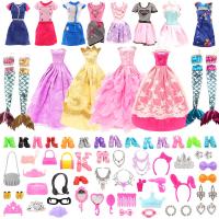 Barwawa 30cmドール用服 人形用 服 62セット＝ランダム4枚ワンピース+4枚ドレス+4枚人魚ドレス+10靴+40個アクセサリー 1/6人形 | B&Cストア