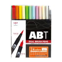 トンボ鉛筆　AB-T24CBA　水性マーカー　AB-T　デュアルブラッシュペン　24色ベーシックカラーセット | ブングステーション