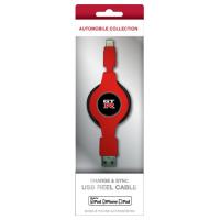 NISSAN 公式ライセンス品 GT-R CHARGE &amp; SYNC USB REEL CABLE FOR IPHONE RED NRMUJ | BuzzMillion